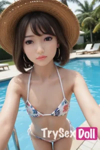 135cm 4ft4 TPE Flat Chests Floral Swimsuit Sex Doll