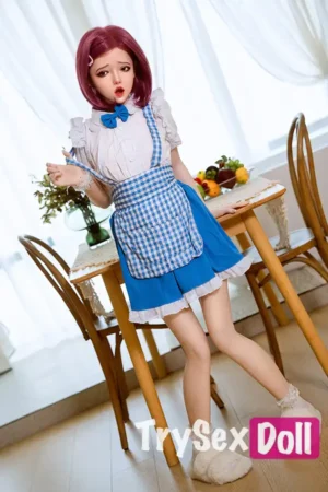 150cm 4ft9 Silicone Woman Cook Checked Skirt Sex Doll