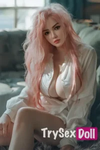 161cm 5ft3 Silicone Pink Curls Sexy Blouse Sex Doll