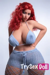 163cm 5ft3 Silicone Fat Chubby Woman Red Curls Sex Doll