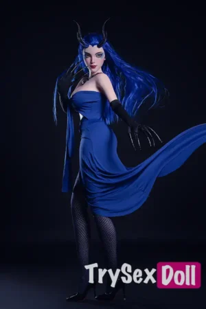 164cm 5ft4 Silicone Blue Hair Chubby Breasts Sex Doll
