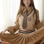 150cm 4ft9 High Quality Brown Dress Dolls Realistic Big Breasts Silicone Sex Dolls
