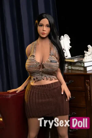 152cm 5ft Black Long Hair Brown Sling Sex Dolls True Life Dolls Video Game Sex Dolls