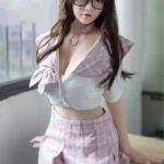 160cm 5ft3 Pink Checkered Skirt Sex Dolls Pink Mini Skirt Silicone Sex Dolls