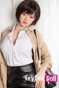 160cm 5ft3 Short Hair Workplace Sex Dolls Leather Skirt Silicone Sex Dolls