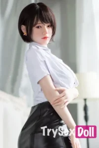 160cm 5ft3 Short Hair Workplace Sex Dolls Leather Skirt Silicone Sex Dolls