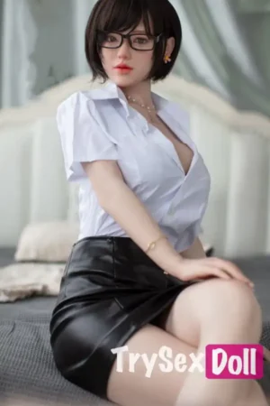 160cm 5ft3 Short Hair Workplace Sex Dolls Leather Skirt Silicone Sex Dolls