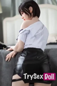 160cm 5ft3 Short Hair Workplace Sex Dolls Leather Skirt Silicone Sex Dolls