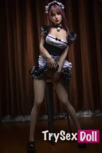 170cm 5ft6 Black Maid Outfit Silicone Sex Dolls Realistic Big Boobs Sex Dolls
