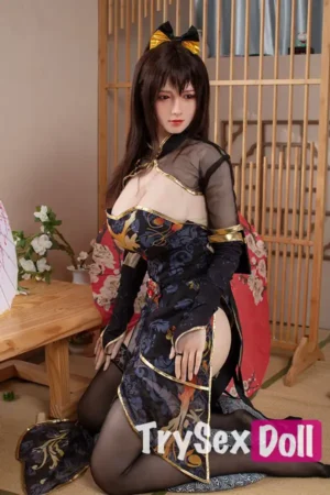 170cm 5ft6 Black Stockings Silicone Sex Dolls Big Breasted Silicone Sex Dolls