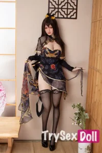 170cm 5ft6 Black Stockings Silicone Sex Dolls Big Breasted Silicone Sex Dolls