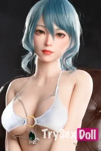 170cm 5ft6 Blue Short Hair Lingerie Sex Dolls Fairy Video Game Silicone Sex Dolls