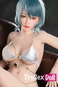 170cm 5ft6 Blue Short Hair Lingerie Sex Dolls Fairy Video Game Silicone Sex Dolls