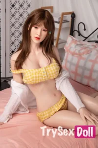170cm 5ft6 Yellow Plaid Lingerie Sex Dolls Slim Realistic Silicone Dolls