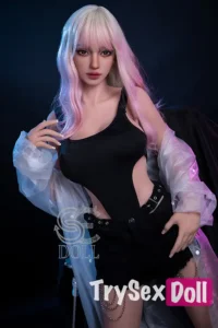 168cm 5ft6 Pink Purple Hair Sex Dolls Black Bodysuit Sexy Dolls F Cup