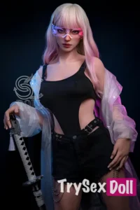 168cm 5ft6 Pink Purple Hair Sex Dolls Black Bodysuit Sexy Dolls F Cup