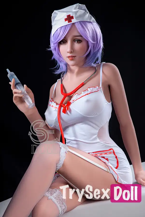 168cm 5ft6 Purple Hair Nurse Sex Dolls Sexy Nurse Costume Love Dolls F Cup