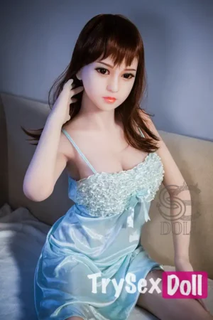 146cm 4ft8 Light Blue Spaghetti Strap Sex Dolls F Cup