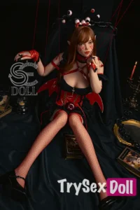 158cm 5ft2 Gothic Devil Fantasy Sex Dolls Red Corset Sexy Love Dolls D Cup