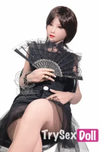 161cm 5ft3 Black Mesh Dress Sexy Sex Dolls Elegant Realistic TPE Dolls F Cup