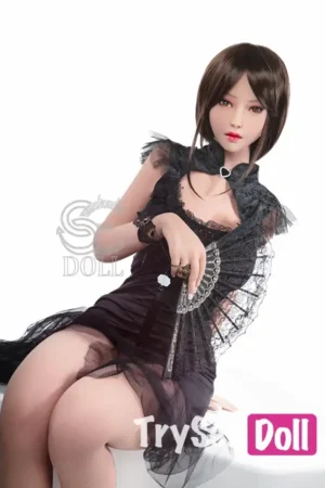 161cm 5ft3 Black Mesh Dress Sexy Sex Dolls Elegant Realistic TPE Dolls F Cup