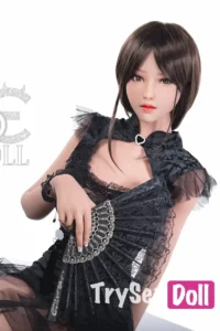 161cm 5ft3 Black Mesh Dress Sexy Sex Dolls Elegant Realistic TPE Dolls F Cup