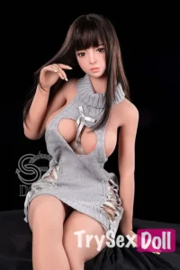 161cm 5ft3 Brown Hair Knit Dress Sex Dolls Gray Sweater Sexy Love Dolls F Cup