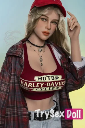 161cm 5ft3 Curly Hair Plaid Shirt Sex Dolls Blonde Busty Sexy Dolls F Cup
