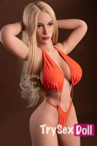 161cm 5ft3 Orange Lingerie Big Breasted Sex Dolls Premium TPE Companion Dolls F Cup