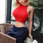 161cm 5ft3 Red Top Sexy Love Dolls Busty Casual Outdoor Dolls F Cup