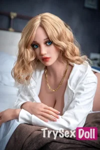 161cm 5ft3 Seductive Bedroom Love Dolls Blonde Blue Lingerie Sex Dolls G Cup