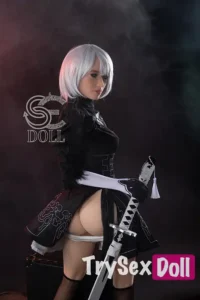 163cm 5ft4 Black Dress Dancing Sword Sex Dolls Realistic TPE Love Dolls E Cup