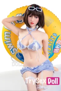 163cm 5ft4 Blue Check Bikini Sex Dolls Realistic Swimsuit Love Dolls E Cup