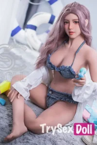 163cm 5ft4 Cute Beach Style Love Dolls Denim Swimwear Realistic Dolls E Cup