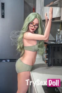 163cm 5ft4 Green Hair Fantasy Love Dolls Glasses Office Style Dolls E Cup