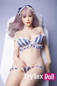 163cm 5ft4 Purple Hair Fantasy Sex Dolls Striped Bikini Sexy Dolls E Cup