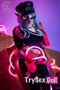 165cm 5ft4 Gothic Cyberpunk Sex Dolls Blue Hair Fantasy Dolls C Cup