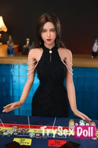 166cm 5ft5 Elegant Black Dress Love Dolls Realistic Casino Beauty Dolls C Cup