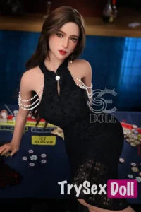 166cm 5ft5 Elegant Black Dress Love Dolls Realistic Casino Beauty Dolls C Cup