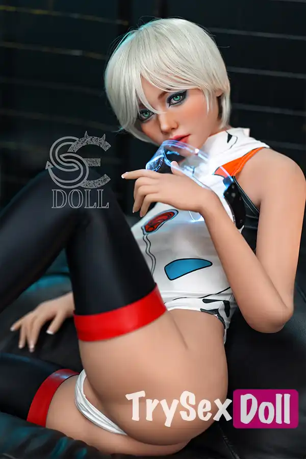 166cm 5ft5 Short Blonde Cosplay Sex Dolls White Bodysuit Anime Dolls C Cup