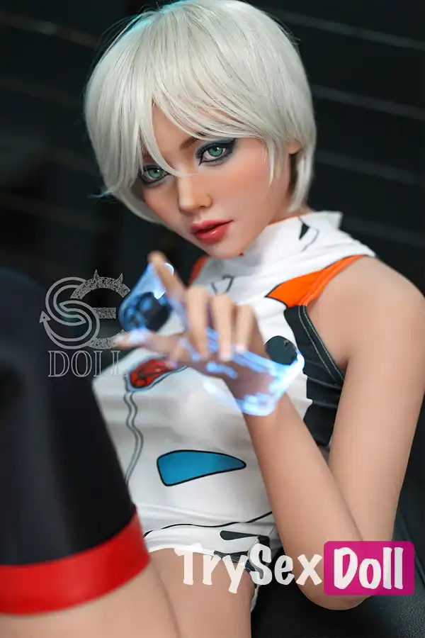 166cm 5ft5 Short Blonde Cosplay Sex Dolls White Bodysuit Anime Dolls C Cup