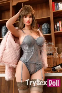 167cm 5ft5 Gray Corset Lingerie Sex Dolls Brunette Sexy Love Dolls E Cup
